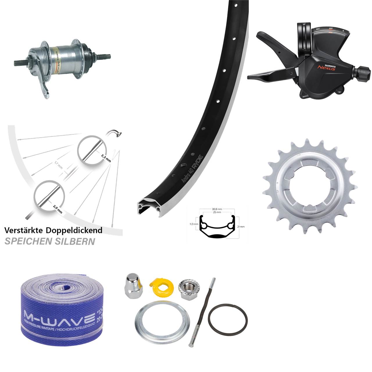 Ryde Andra 40 Hinterrad 28 Zoll Shimano Nexus 3 Gang