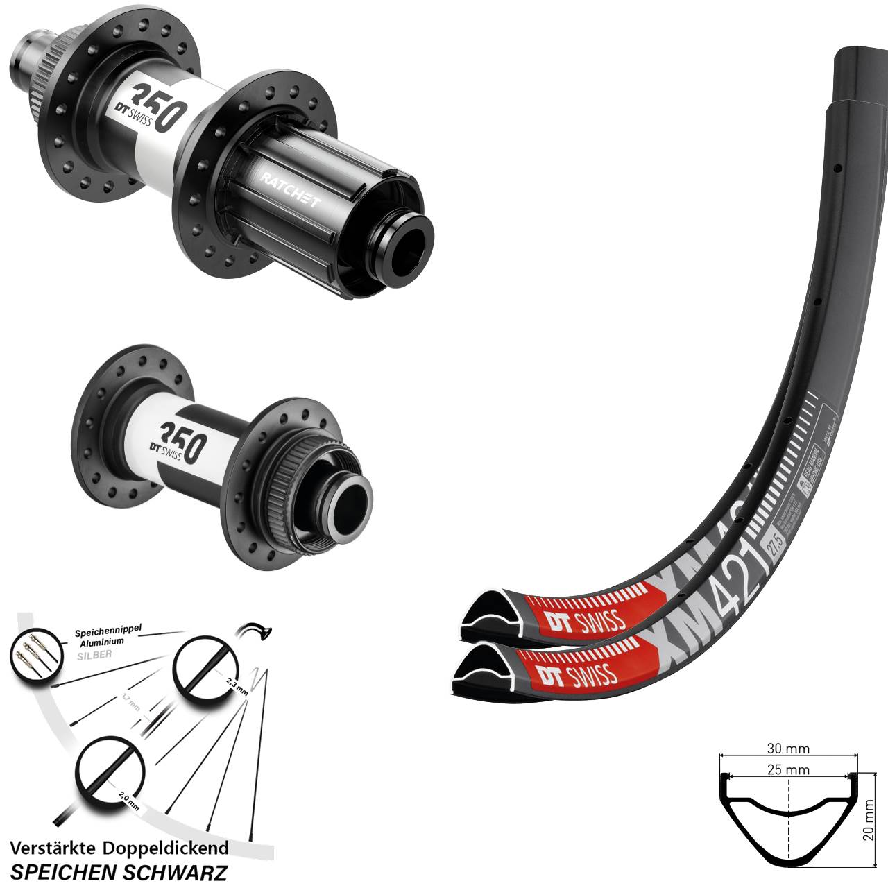 29 Zoll DT Swiss XM 421 350 Laufradsatz Centerlock 15x100 12x142 11-12 fach HG