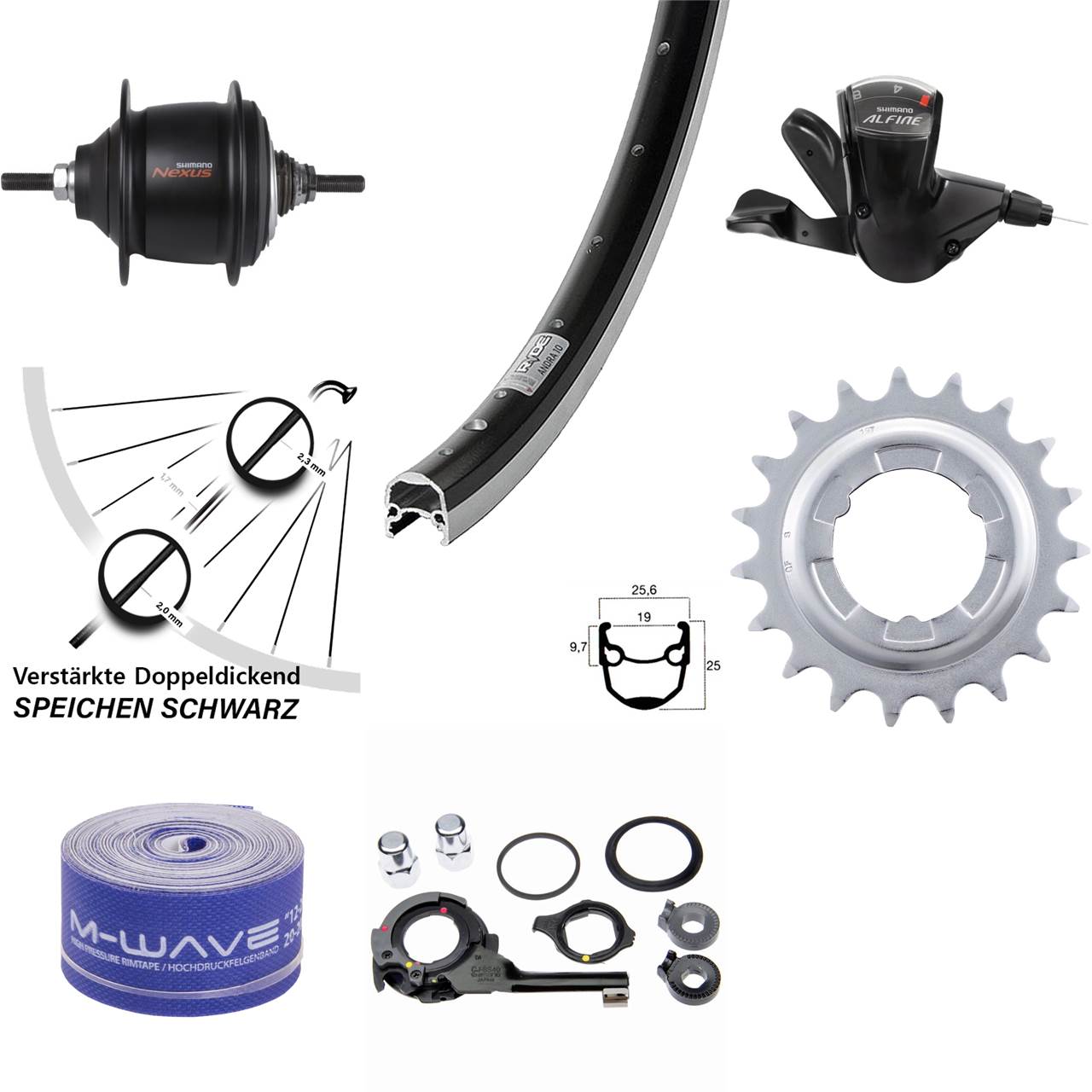 Hinterrad 20 Zoll Ryde Andra 10 Shimano Nexus 8 Gang Premium