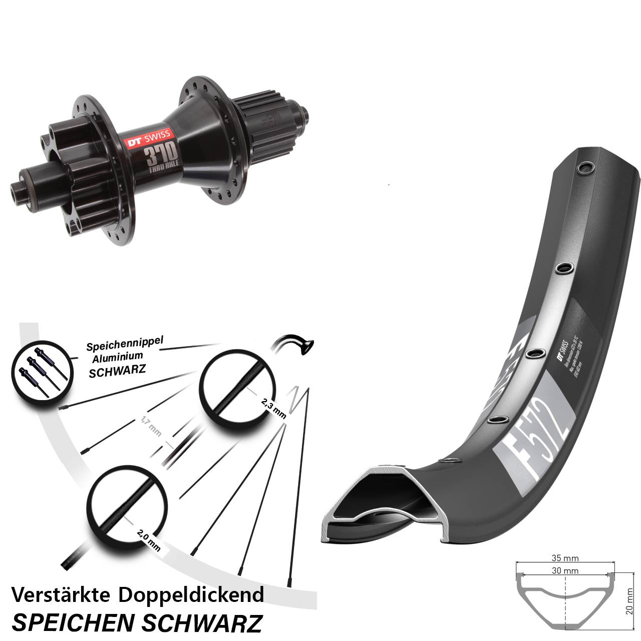 29 Zoll DT Swiss F572 DT Swiss 370 Hinterrad 6-Loch QR Shimano Micro Spline
