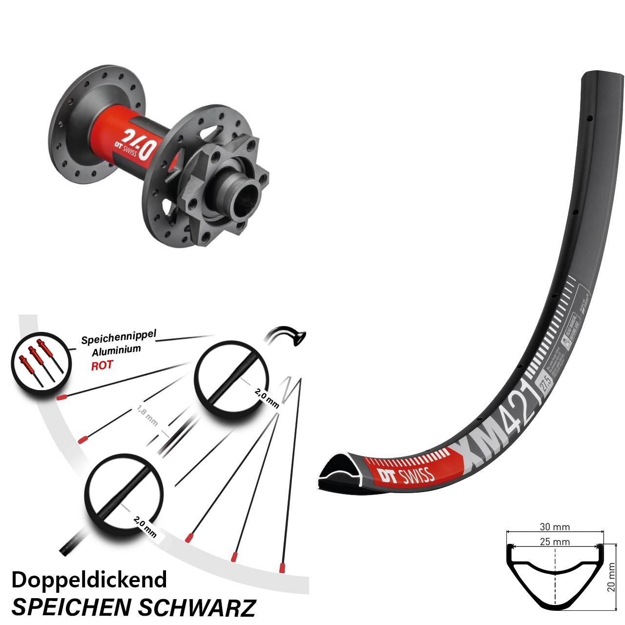 Vorderrad 29 Zoll 6-Loch DT Swiss 240-XM421 Boost 15x110