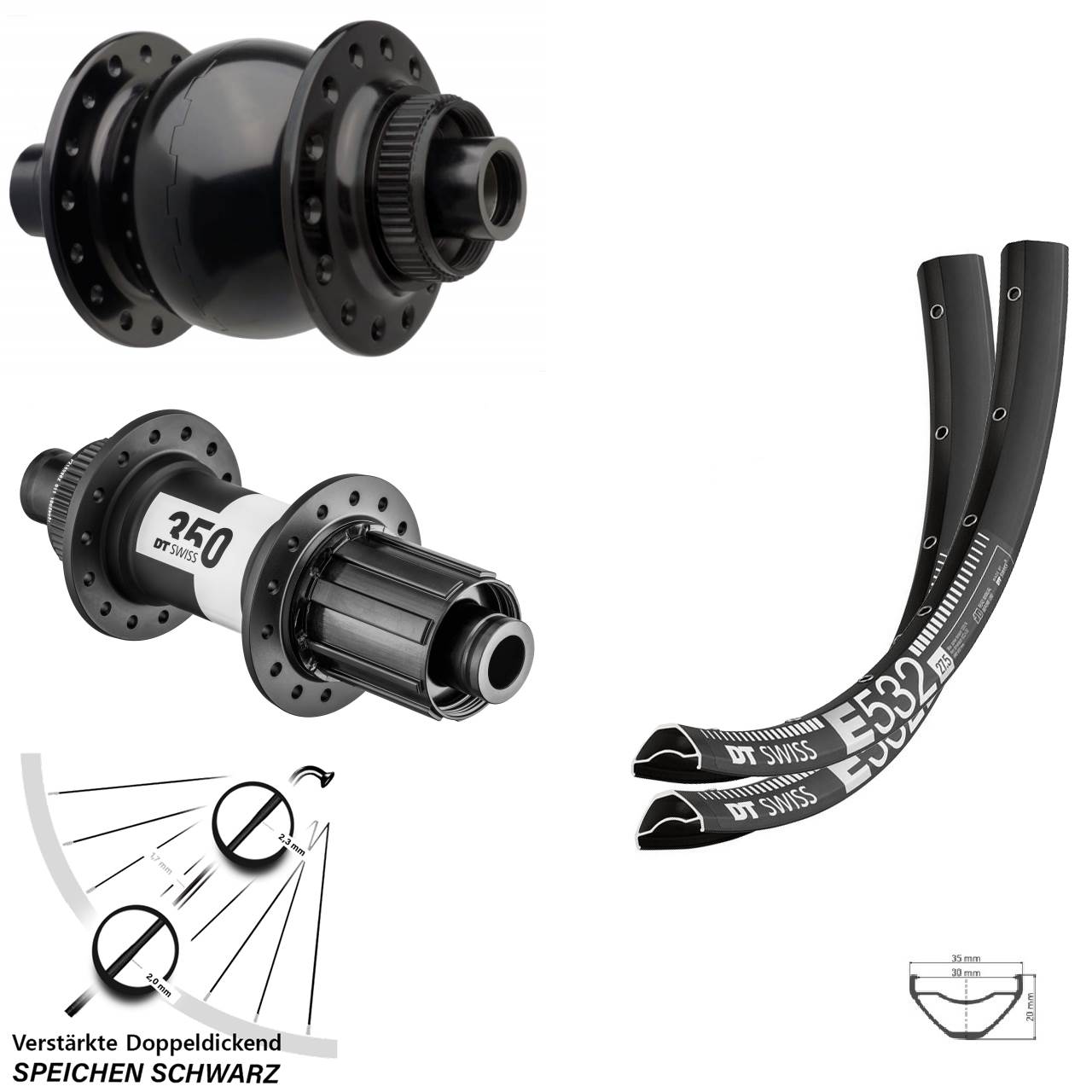 DT Swiss E 532-350 SON 28 29 Zoll Laufradsatz 15x110 12x148 Boost 8-11 fach