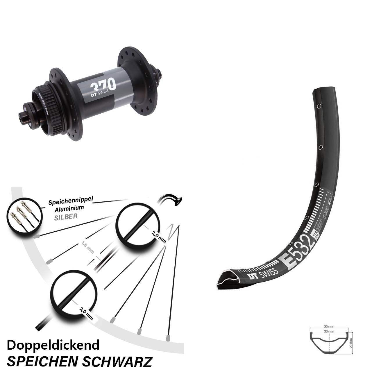 Vorderrad Centerlock 29 Zoll DT Swiss E 532-370 QR