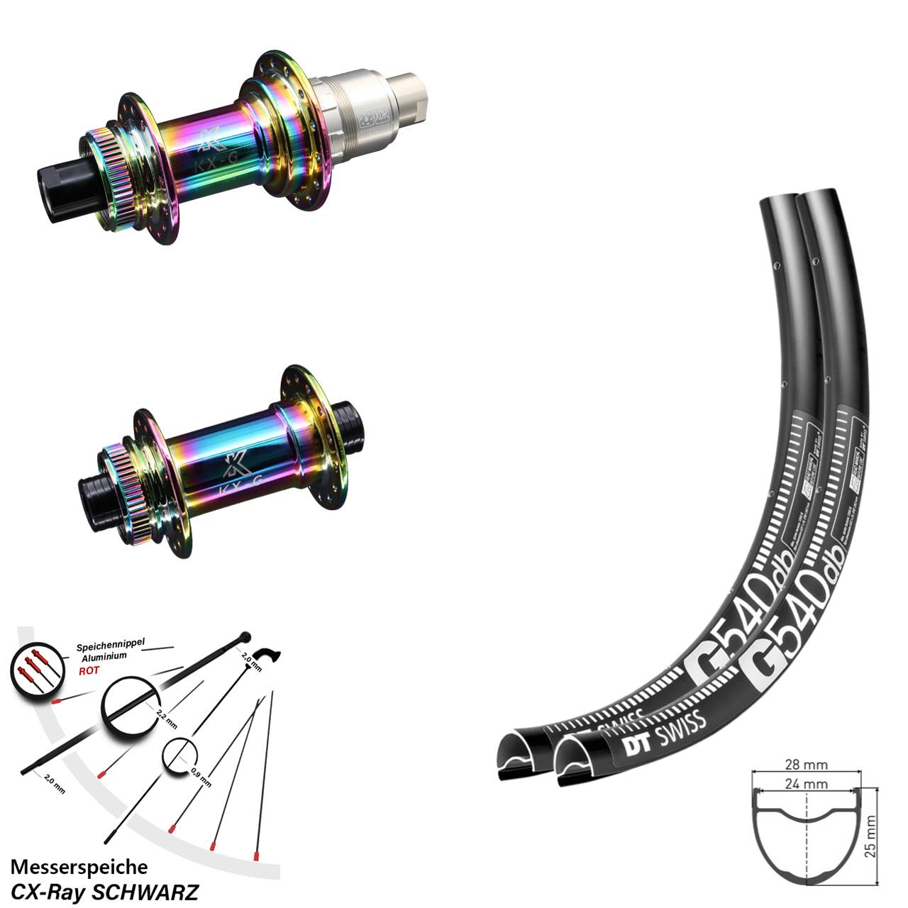 DT Swiss G 540 KX-G Oilslick 28 Zoll Disc Laufradsatz 12x100/142 CX-Ray XDR