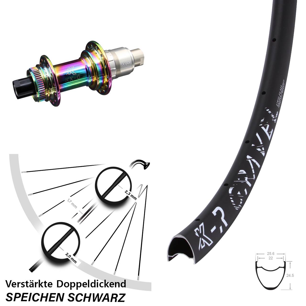 Disc Laufrad 29 Zoll KX-R Gravel verstärkt Oilslick XDR 12x142