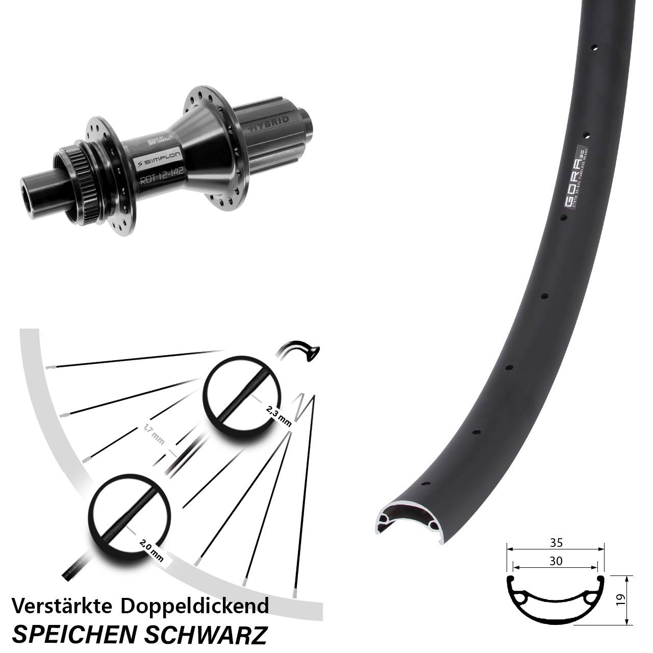 29 Zoll Gora 30 DT Swiss 370 Hybrid Disc Laufrad 12x142 8-11 fach HG