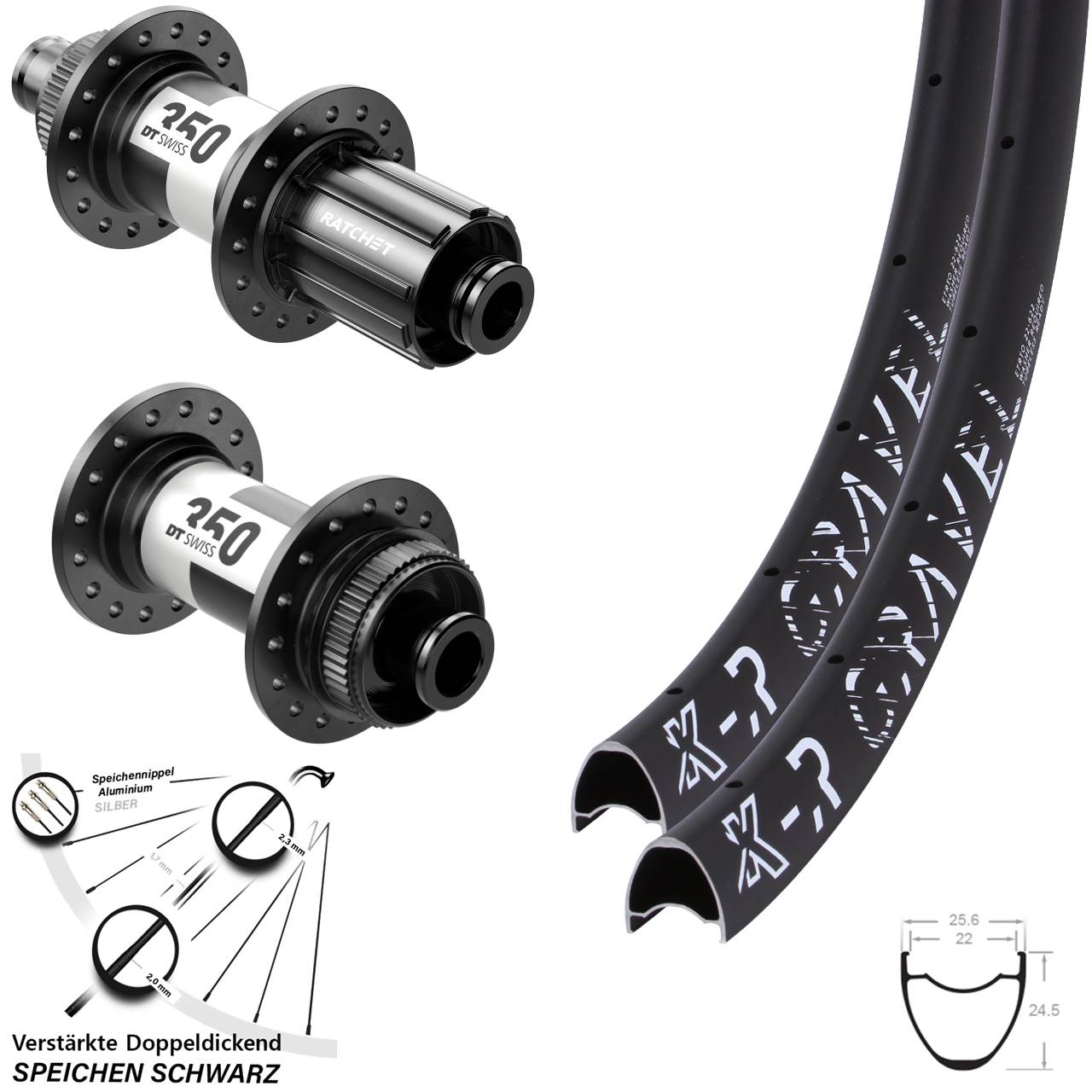 Disc Laufradsatz 29 Zoll KX-R Gravel DT Swiss 350 Road 11-12 fach HG 12x100/142