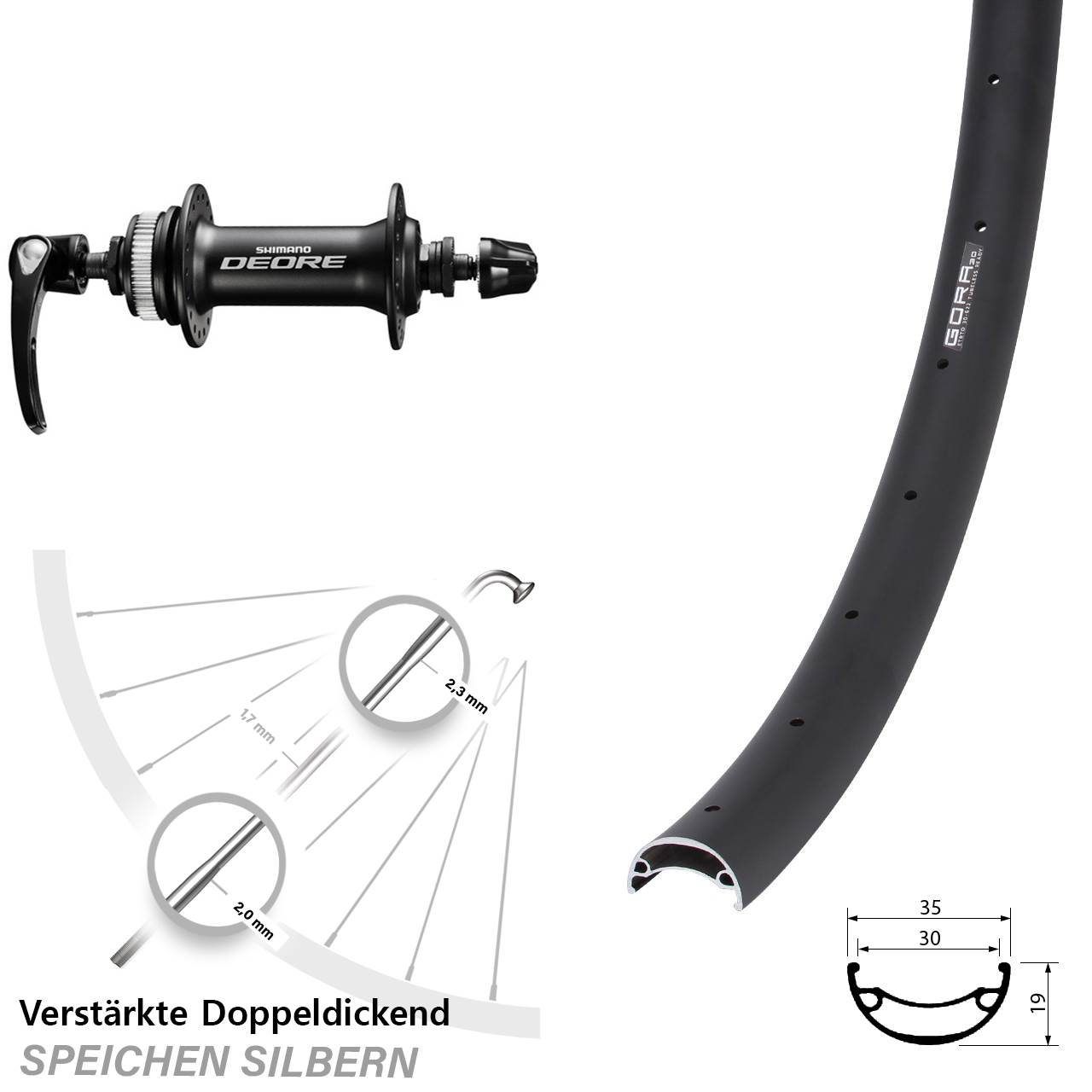 Disc Laufrad 29 Zoll Gora 30 Shimano Deore QR