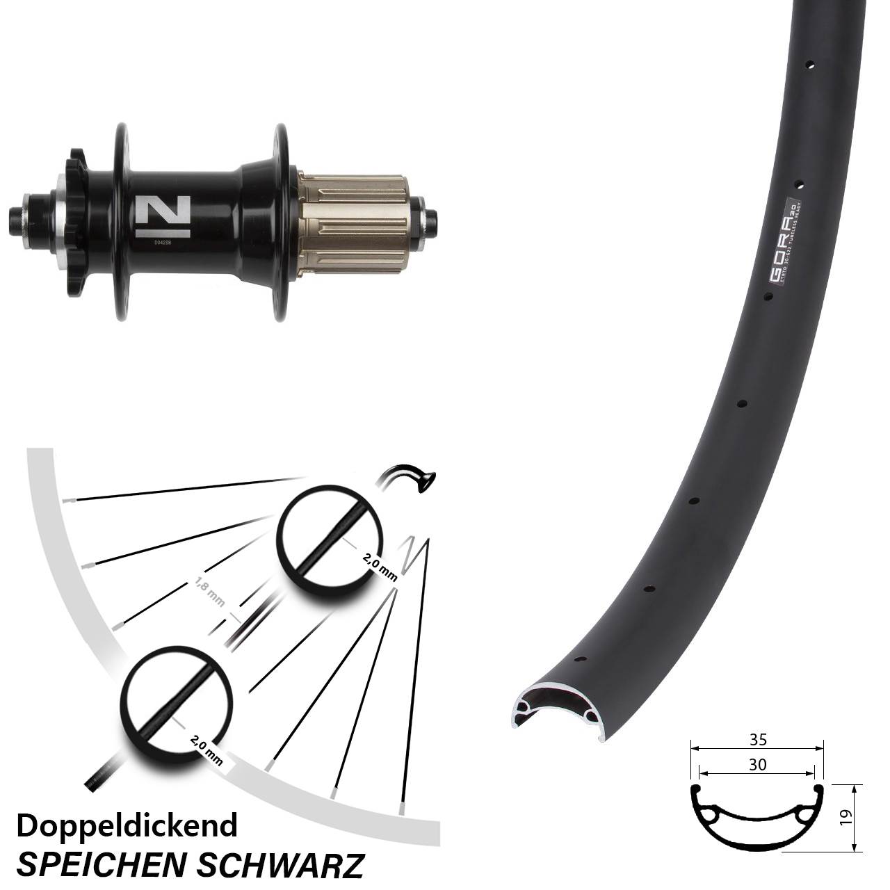Disc Laufrad 29 Zoll Gora 30 Novatec D042 8-11 fach HG für Schnellspanner