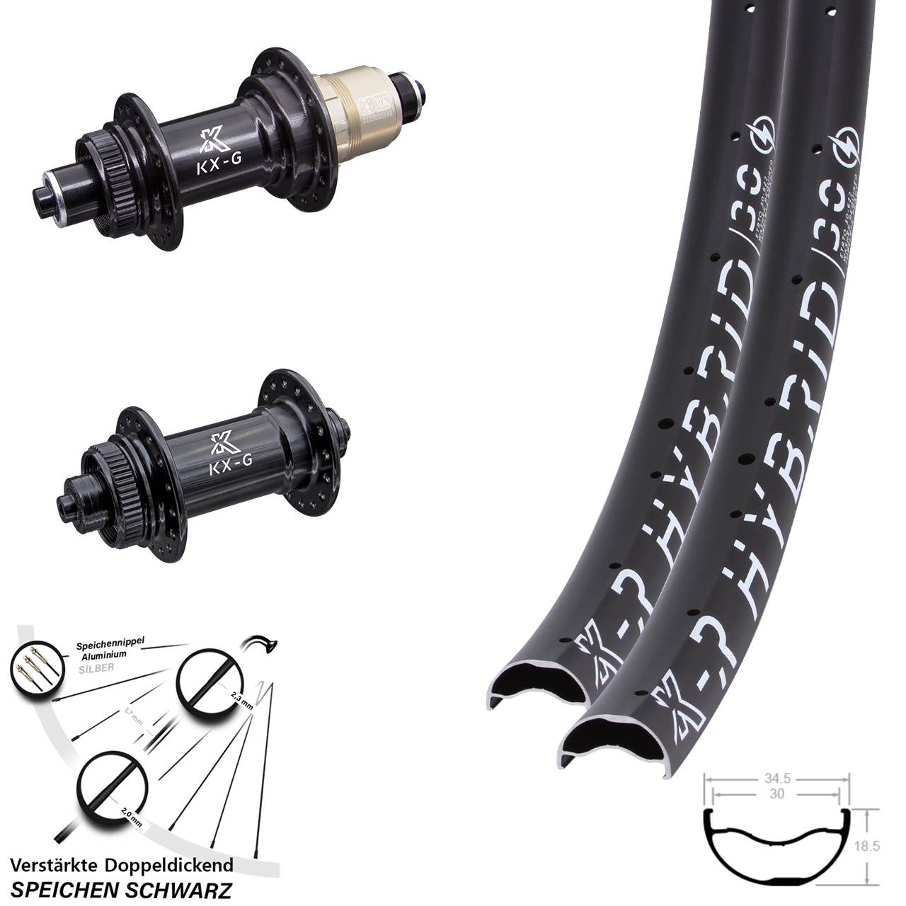Disc Laufrad-Satz QR 29 Zoll KX-GR Hybrid 30 SRAM XDR