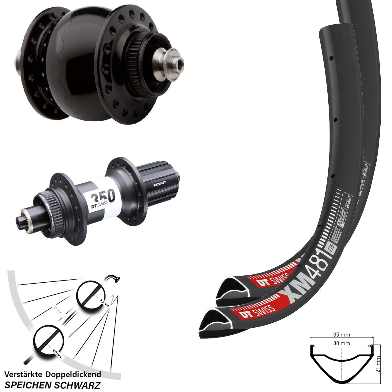 Disc Laufradsatz QR 27,5 Zoll DT Swiss XM481-350 SON delux 8-11 fach HG