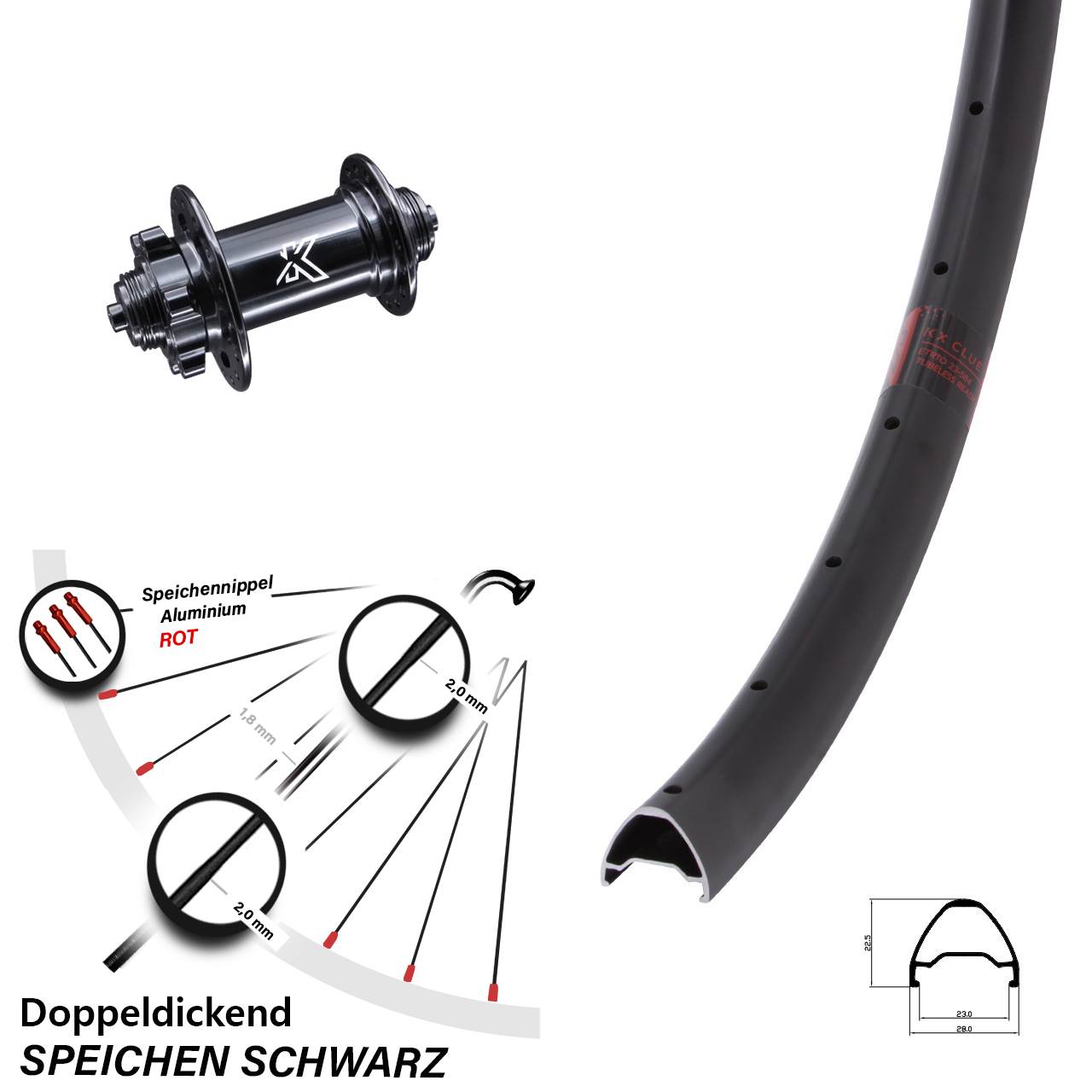 KX-M Clue 28 Zoll Disc Laufrad für Schnellspanner