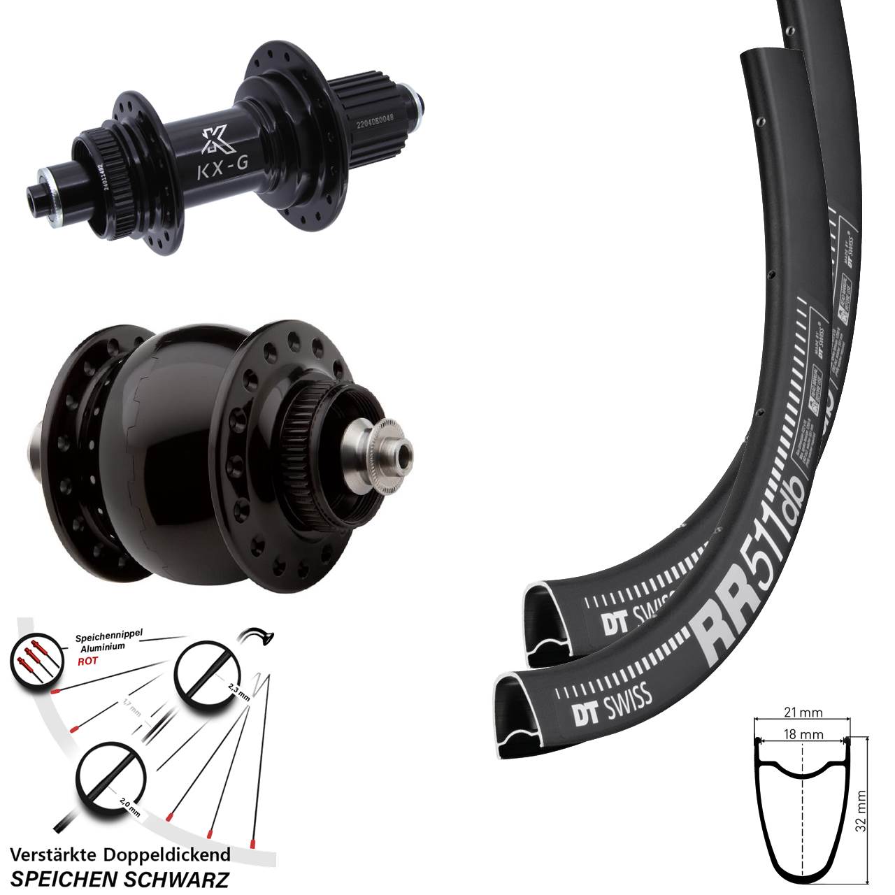 DT Swiss RR 511 KX-GS verstärkt SON 28 Zoll Laufradsatz Centerlock QR Micro Spline