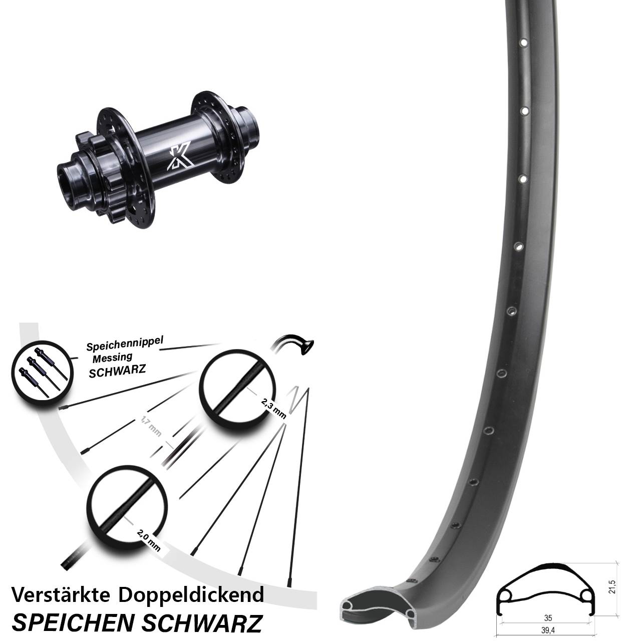 Disc Vorderrad 29 Zoll Ambrosio E35 KX-M Downhill 20x110 non Boost