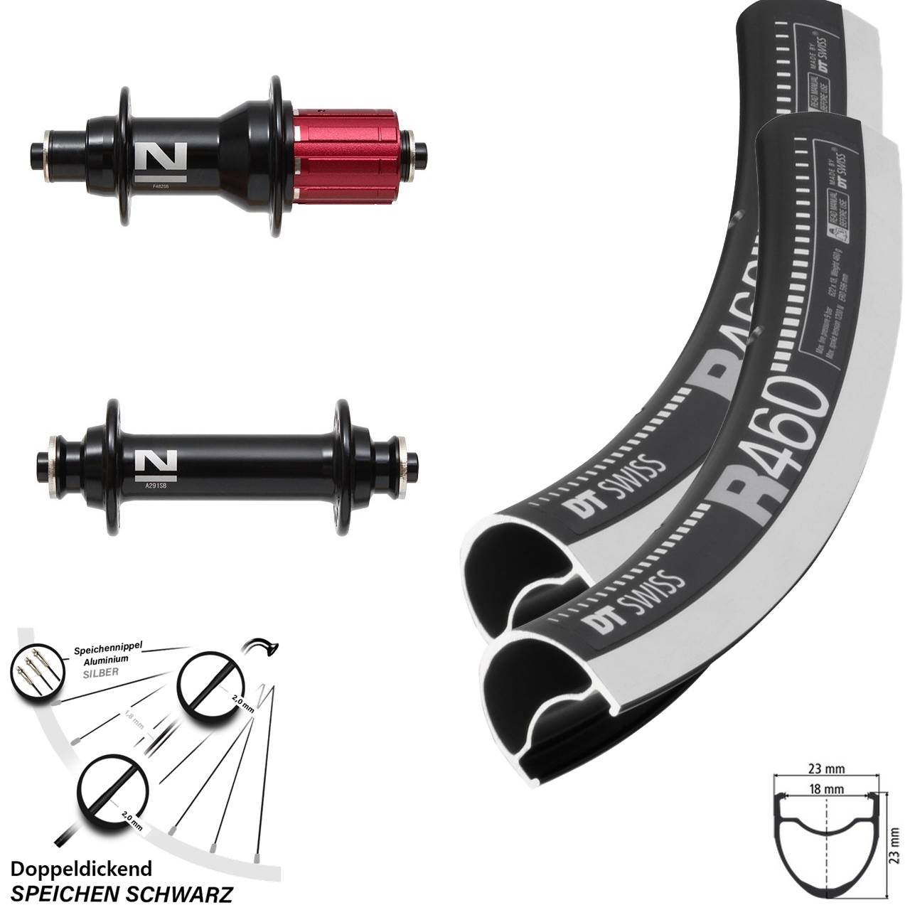 DT Swiss R460 28 Zoll Laufradsatz Road 8-12 fach Felgenbremse Novatec Superlight F482 A291