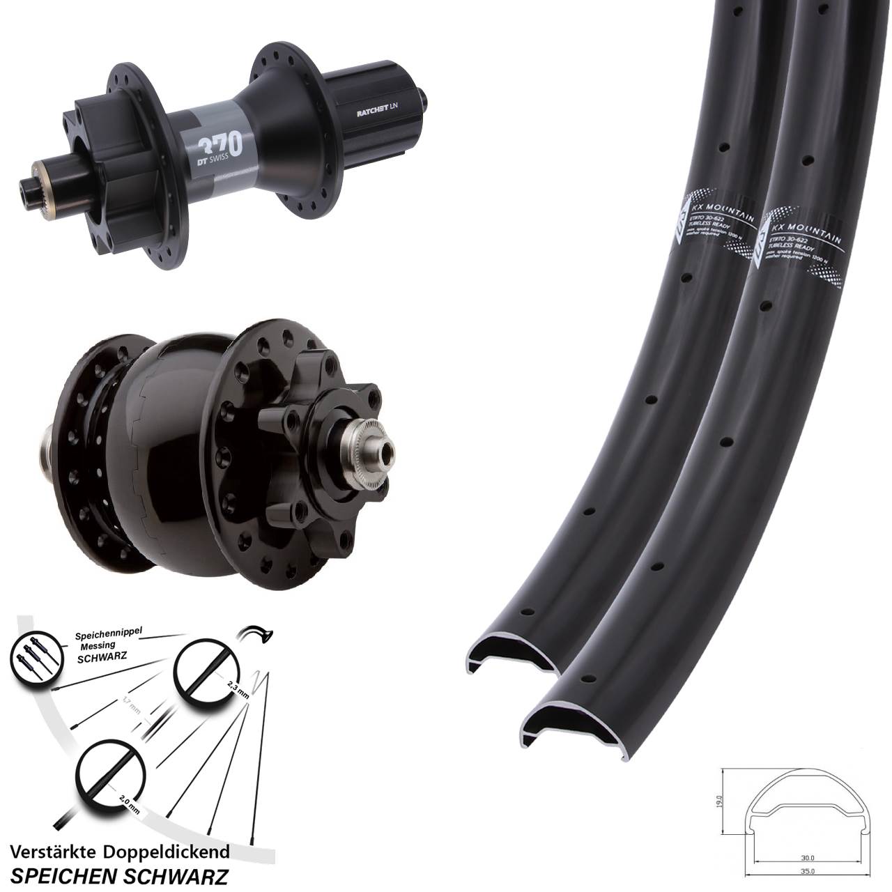 Disc Laufradsatz für Schnellspanner 29 Zoll KX Mountain TR DT Swiss 370 SON 28 8-11 fach