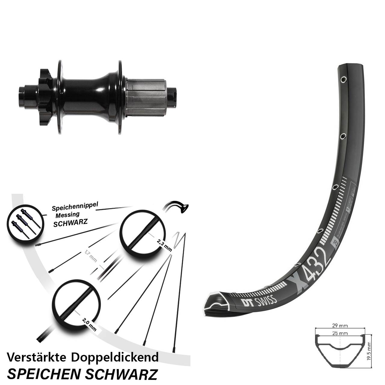 6-Loch Hinterrad 29 Zoll DT Swiss X432 Formula DHG-142 8-11 fach 12x142