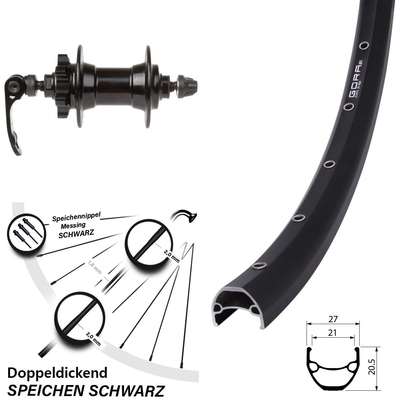 Disc Laufrad für Schnellspanner 28 Zoll Gora 21 Novatec