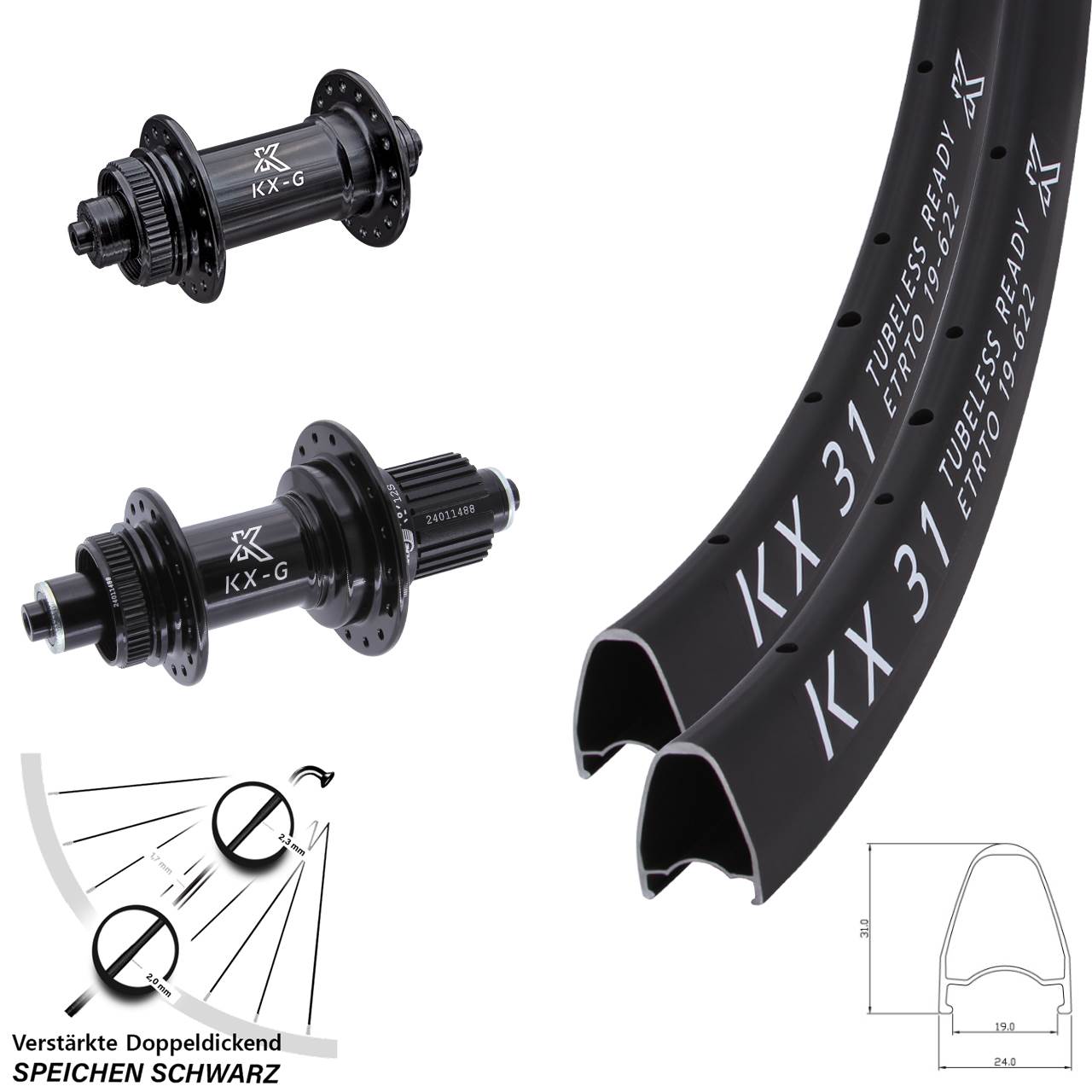 Centerlock Laufradsatz QR 28 Zoll KX-G31 Shimano Micro Spline