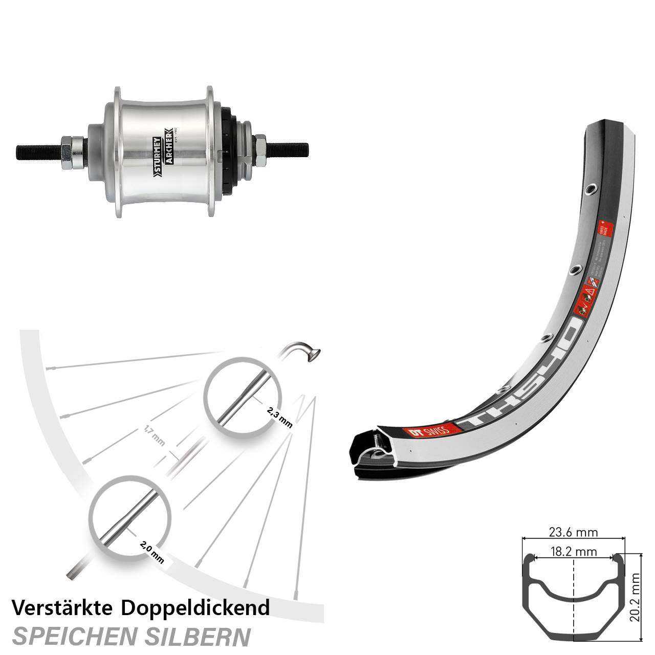 Hinterrad 28 Zoll DT Swiss TK 540 Sturmey Archer Automatic 2 Gang