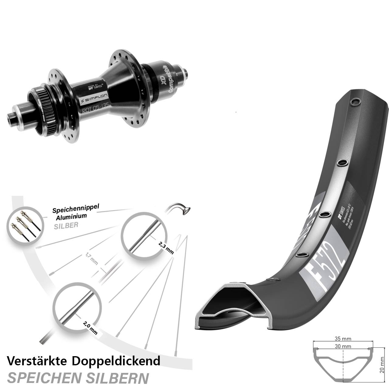 Disc Hinterrad für Schnellspanner 29 Zoll DT Swiss F572-370 SRAM XD
