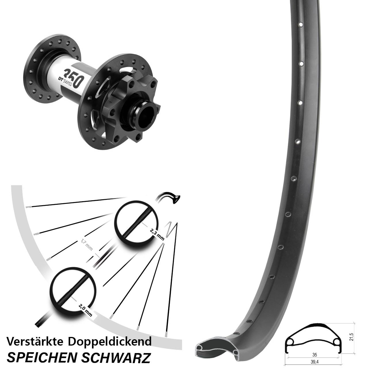 Disc Laufrad 27,5 Zoll Ambrosio E35 DT Swiss 350 15x110 Boost
