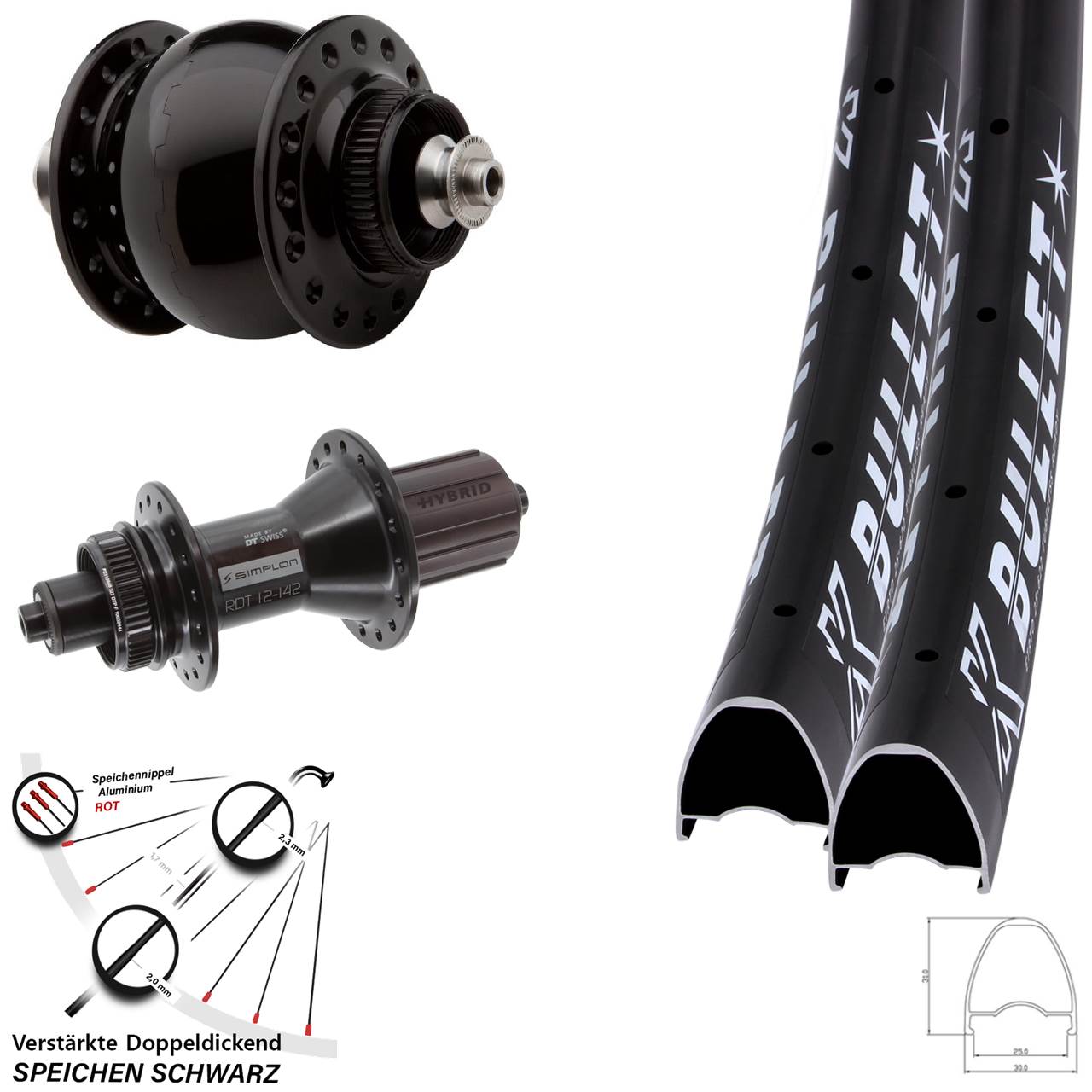 KX Bullet OS DT Swiss 370 Hybrid SON 28 Zoll Disc Laufradsatz QR 8-11 fach