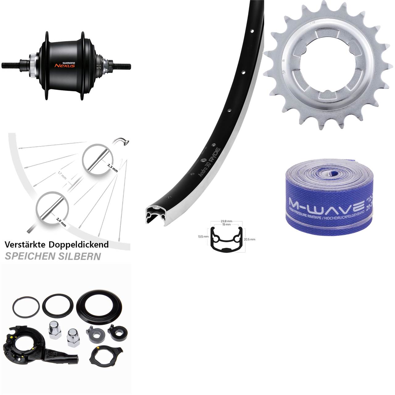 26 Zoll Hinterrad Ryde Andra 30 Shimano Nexus 7 Gang Freilauf