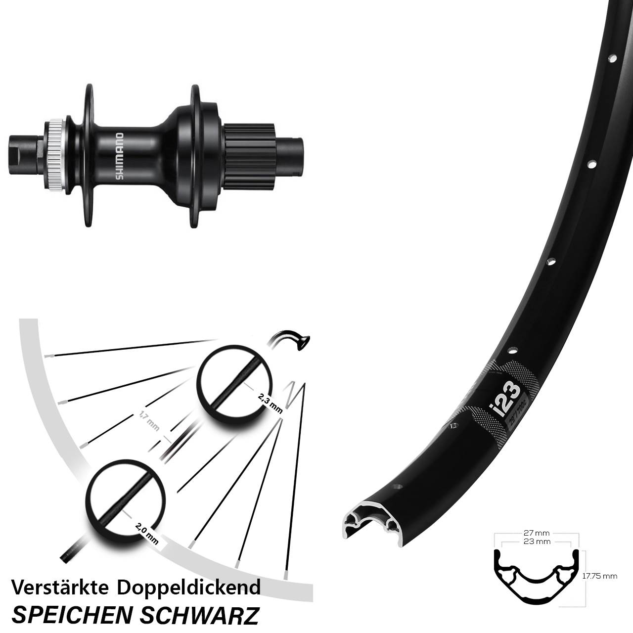 Disc Laufrad 12x142 28-29 Zoll WTB i23 Shimano FH-MT510 Micro Spline