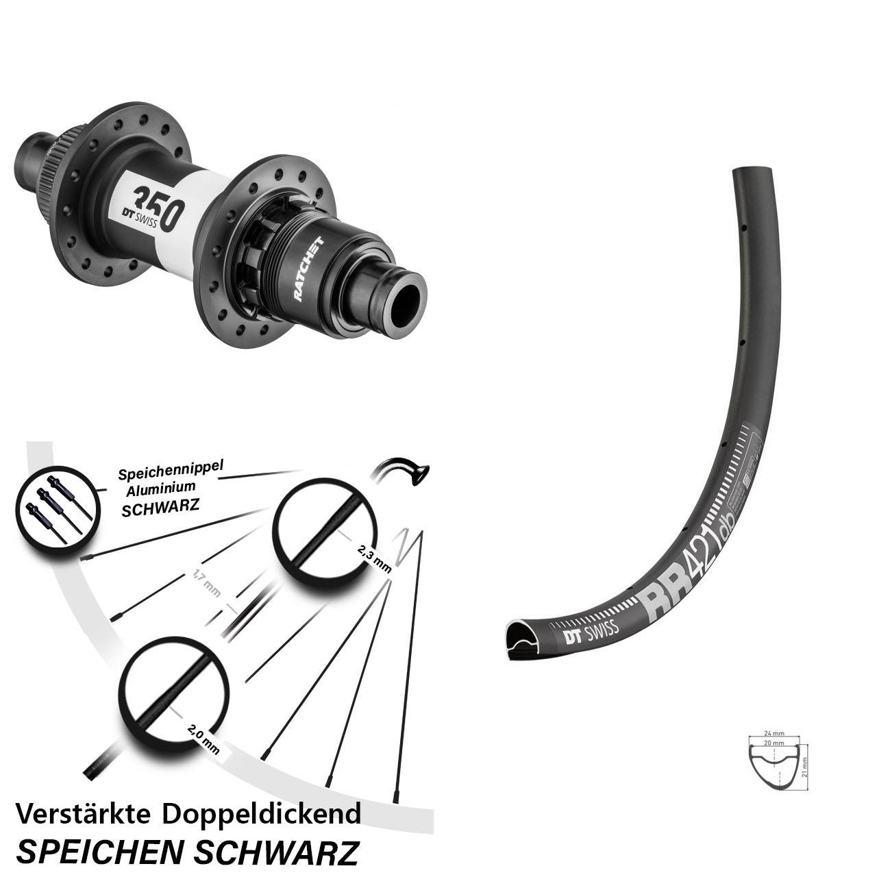 Disc Hinterrad 28 Zoll DT Swiss RR421-350 Ratchet 36 XDR 12x142