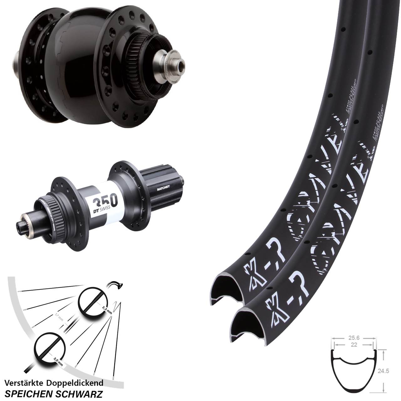 Laufradsatz SON 28-29 Zoll KX-R Gravel DT Swiss 350 11-12 fach für Schnellspanner