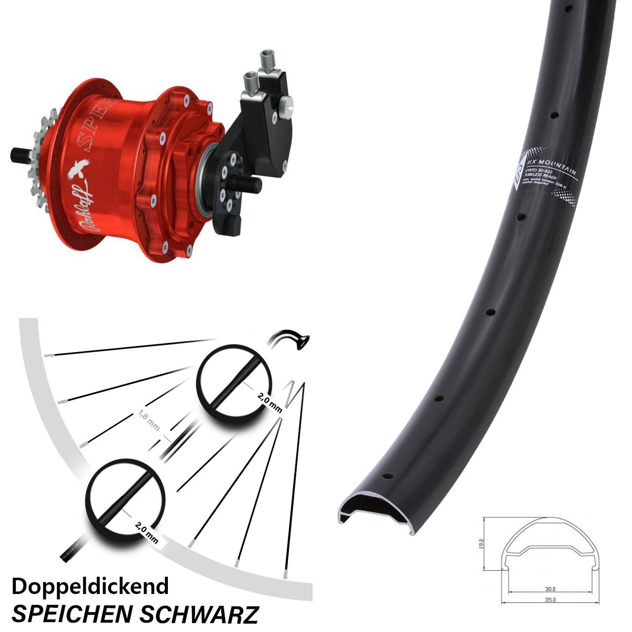 29 Zoll KX Mountain Rohloff Speedhub TS DB OEM rot