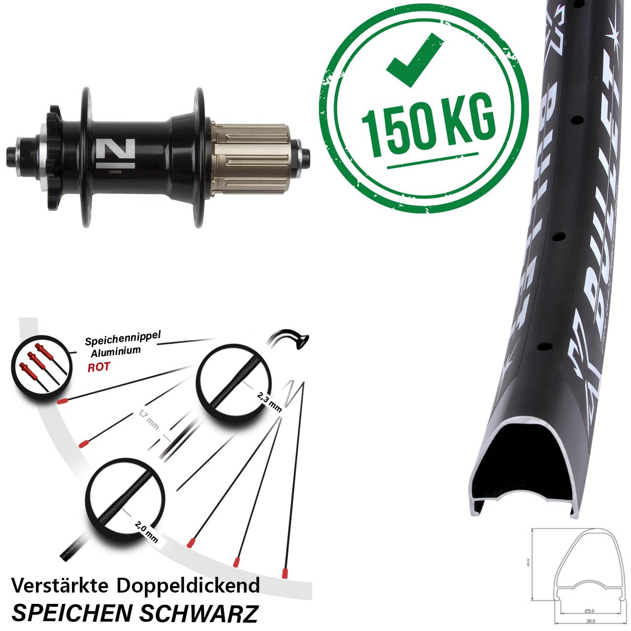 Disc Laufrad 28-29 Zoll KX Bullet OS Novatec D-042SB 8-11 fach HG für Schnellspanner