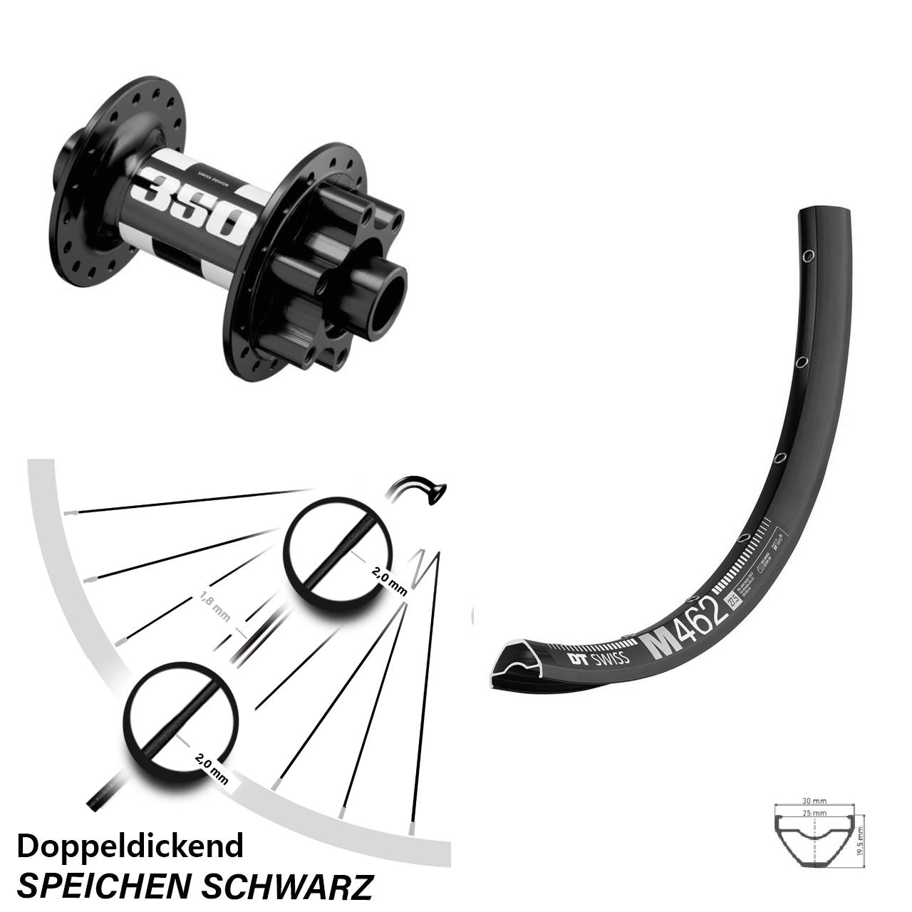 Boost Vorderrad 6-Loch 15x110 650B DT Swiss M 462 350