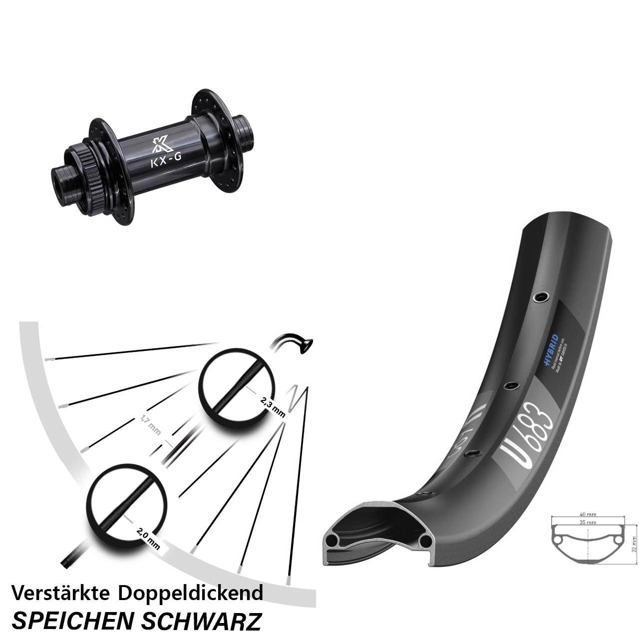 Disc Laufrad 27,5 Zoll DT Swiss U683 KX-G 15x100