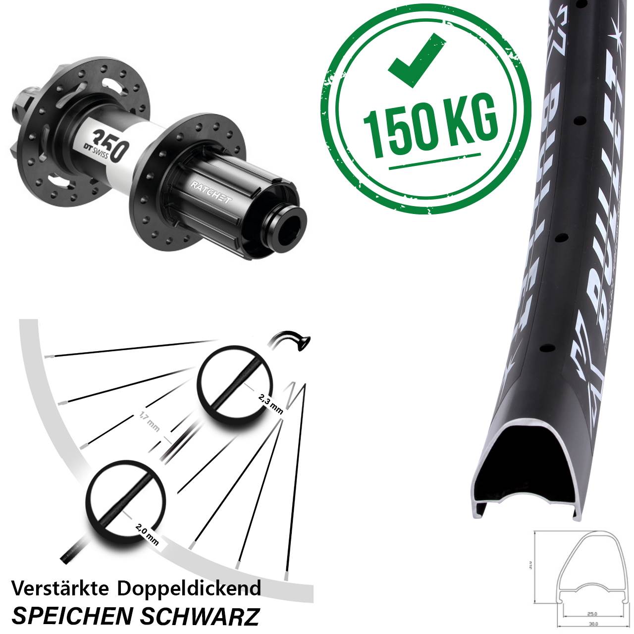 KX Bullet OS DT Swiss 350 28-29 Zoll Disc Laufrad 12x142 8-11 fach
