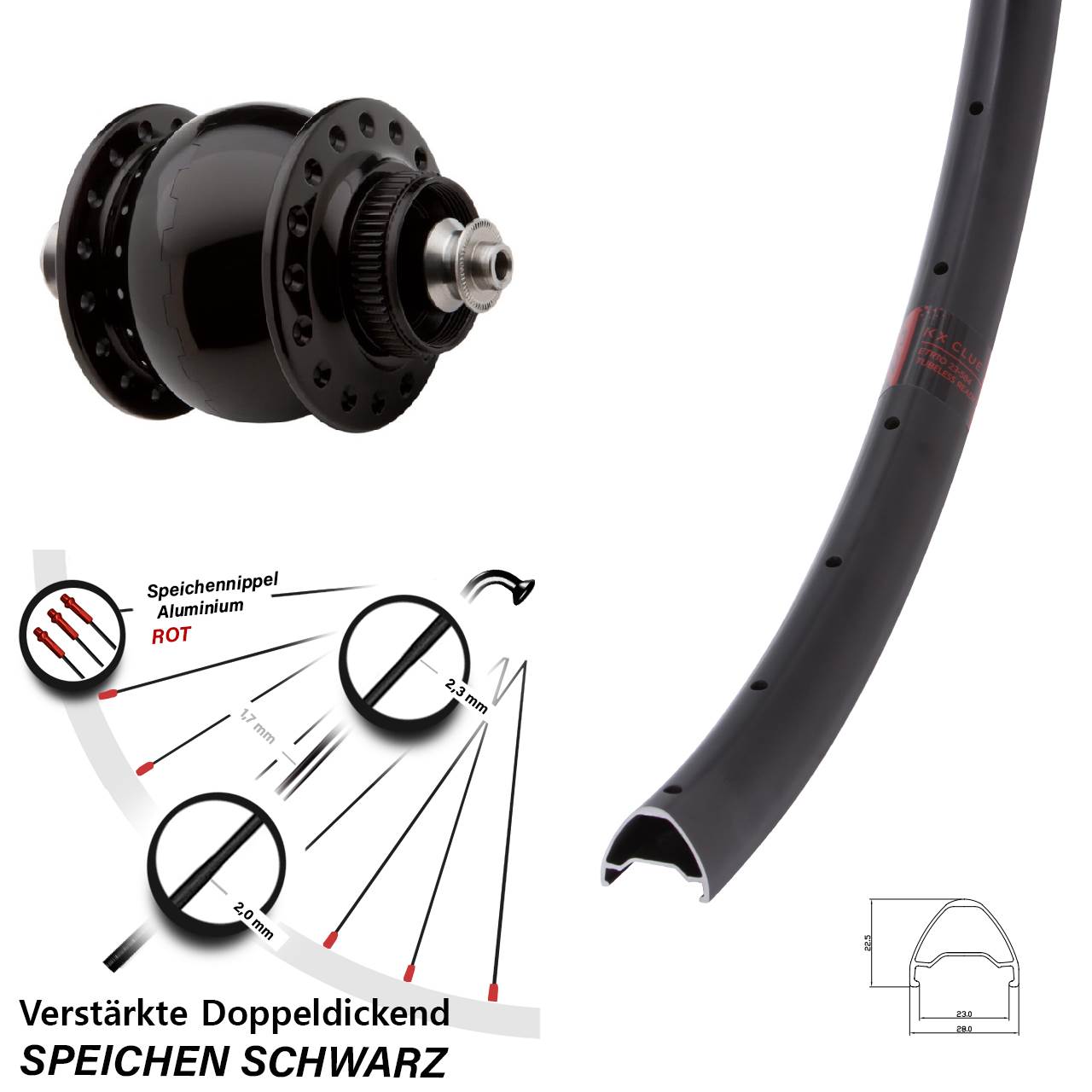 Disc Laufrad mit Nabendynamo QR 28 Zoll KX Clue SON delux