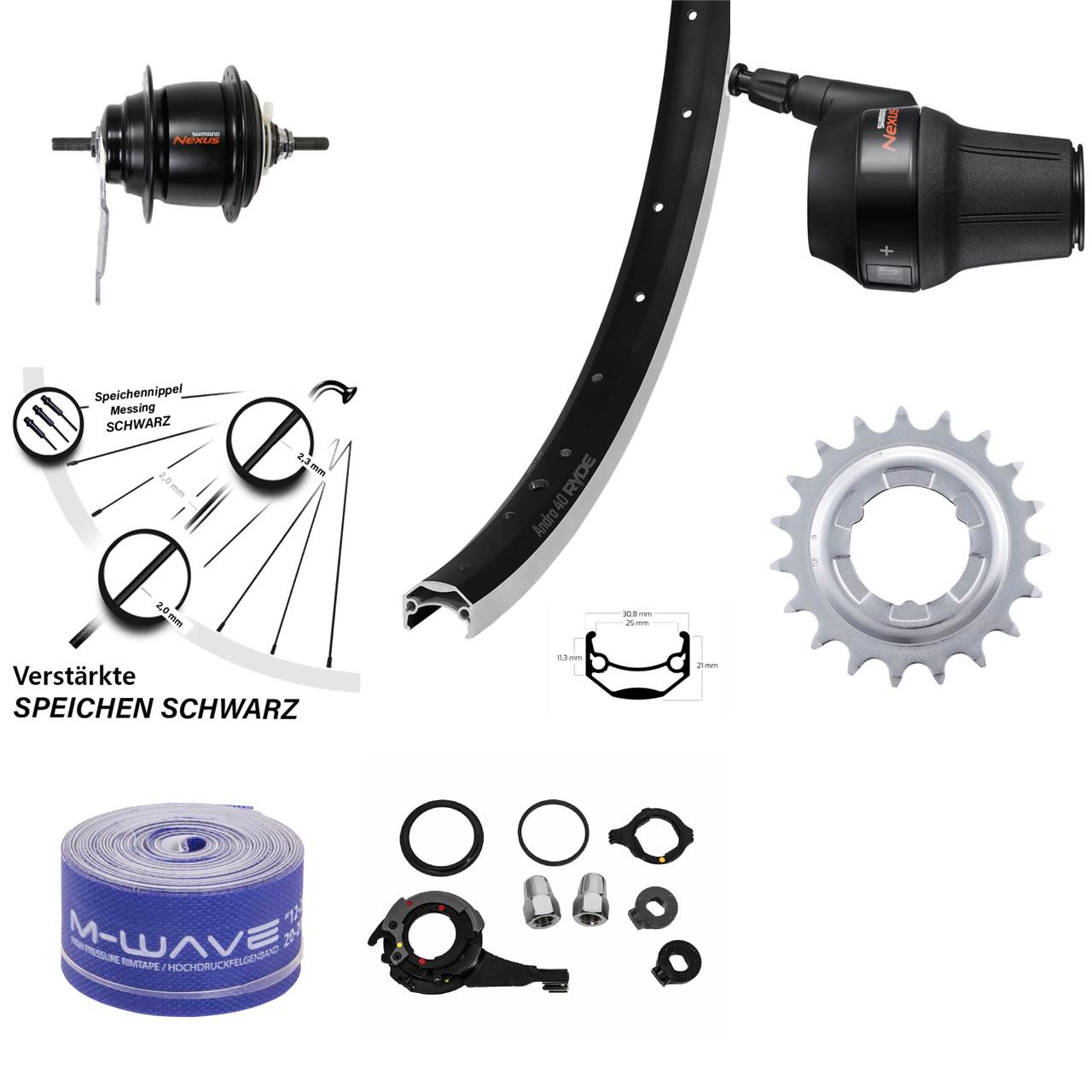 Hinterrad 26 Zoll Ryde Andra 40 Shimano Nexus 8 Gang Nabenschaltung