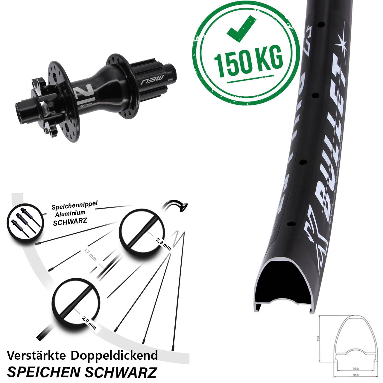 29 Zoll KX Bullet Novatec Superlight Disc Hinterrad 12x142 Campa N3W