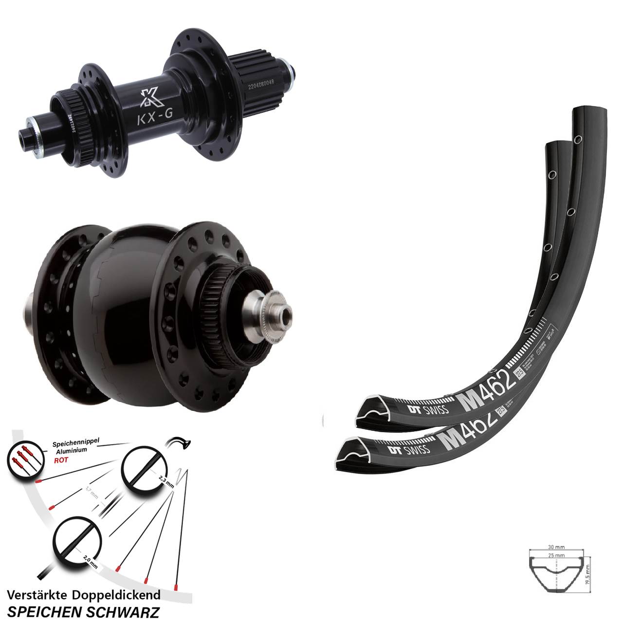 Centerlock Laufradsatz 27,5 Zoll DT Swiss M 462 KX-GS HD SON delux Micro Spline QR