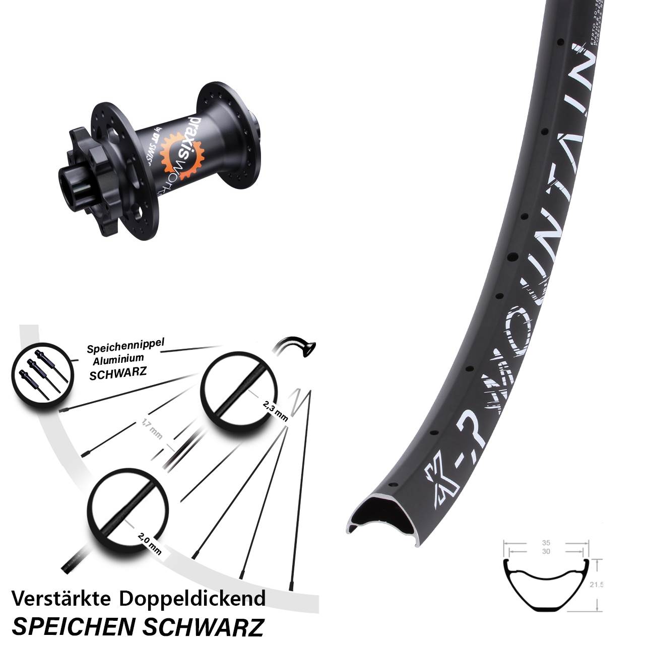KX-R Mountain DT Swiss 350 SL 29 Zoll 6-Loch Vorderrad 12x100