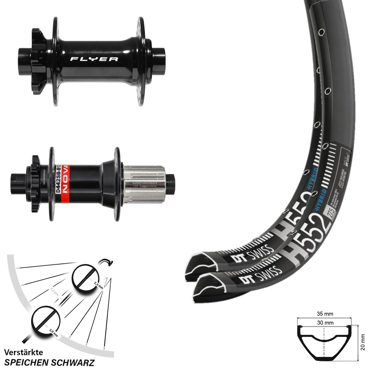 DT Swiss H552 Formula Novatec 29 Zoll Laufradsatz 6-Loch Boost 8-12 fach