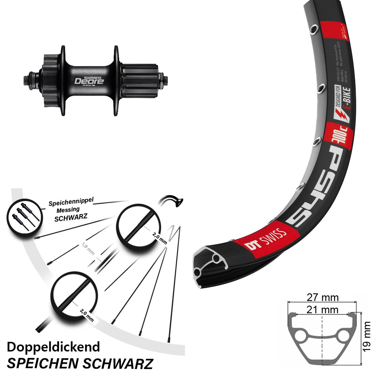 28 Zoll DT Swiss 545d Shimano Deore Disc Laufrad QR 8-11 fach