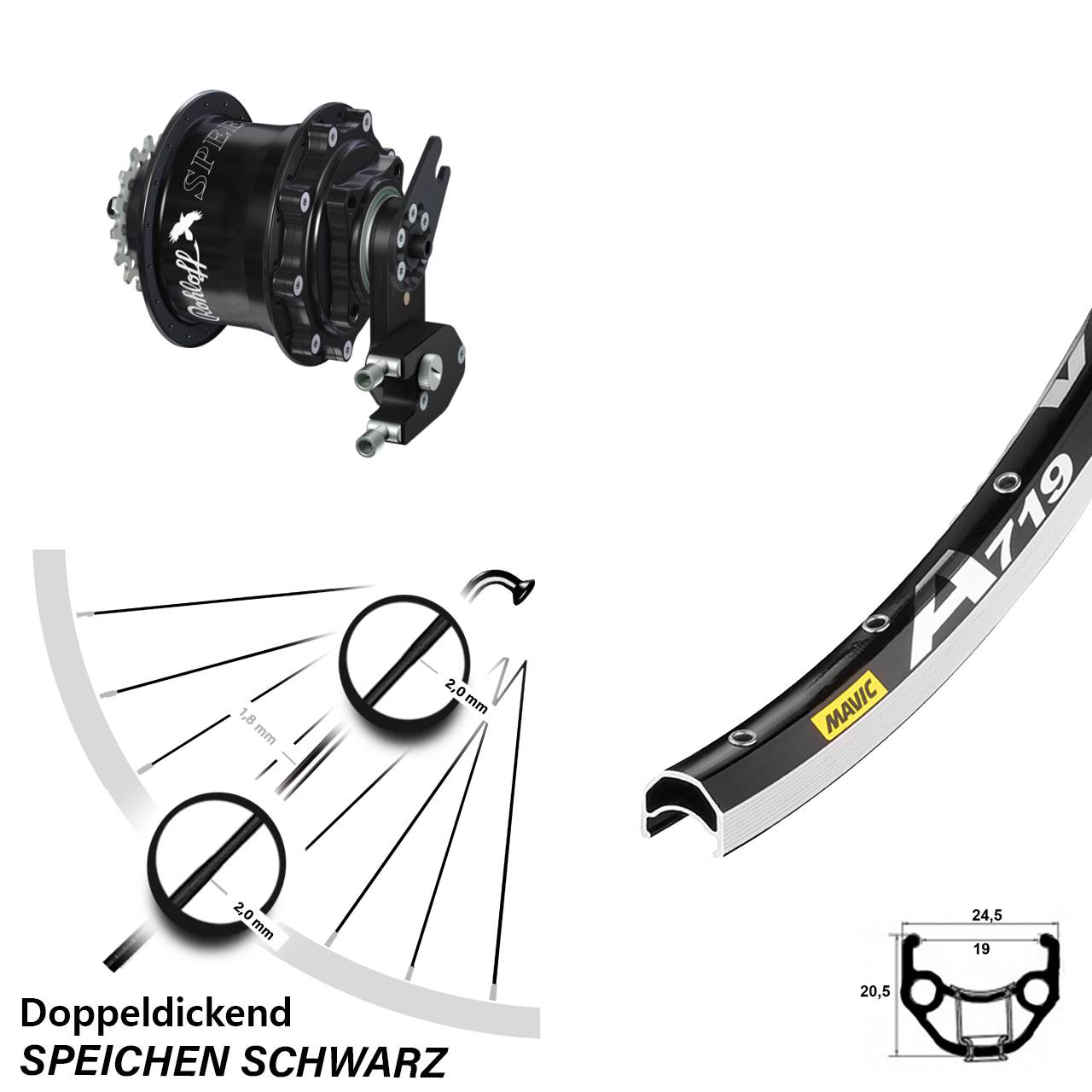 Mavic A 719 Hinterrad 28 Zoll mit Rohloff Speedhub CC OEM2