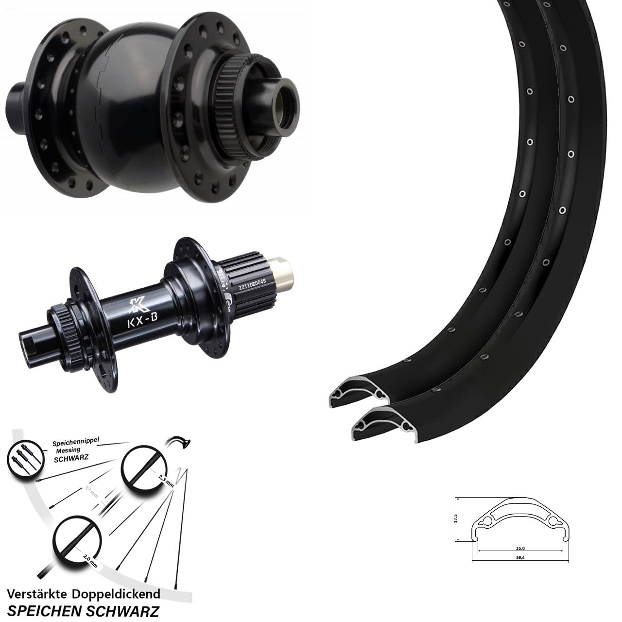 Boost Laufradsatz Disc 15x110 12x148 29 Zoll Ryde Disc 35 KX-B SON 28 Micro Spline