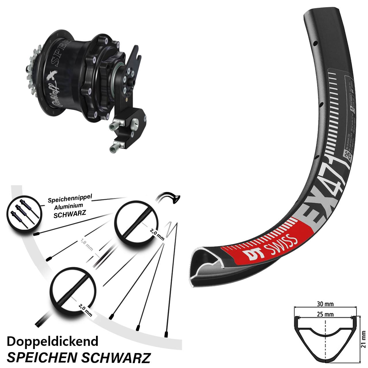 DT Swiss EX 471 Rohloff Speedhub CC DB OEM2 Tandem 29 Zoll Disc Hinterrrad