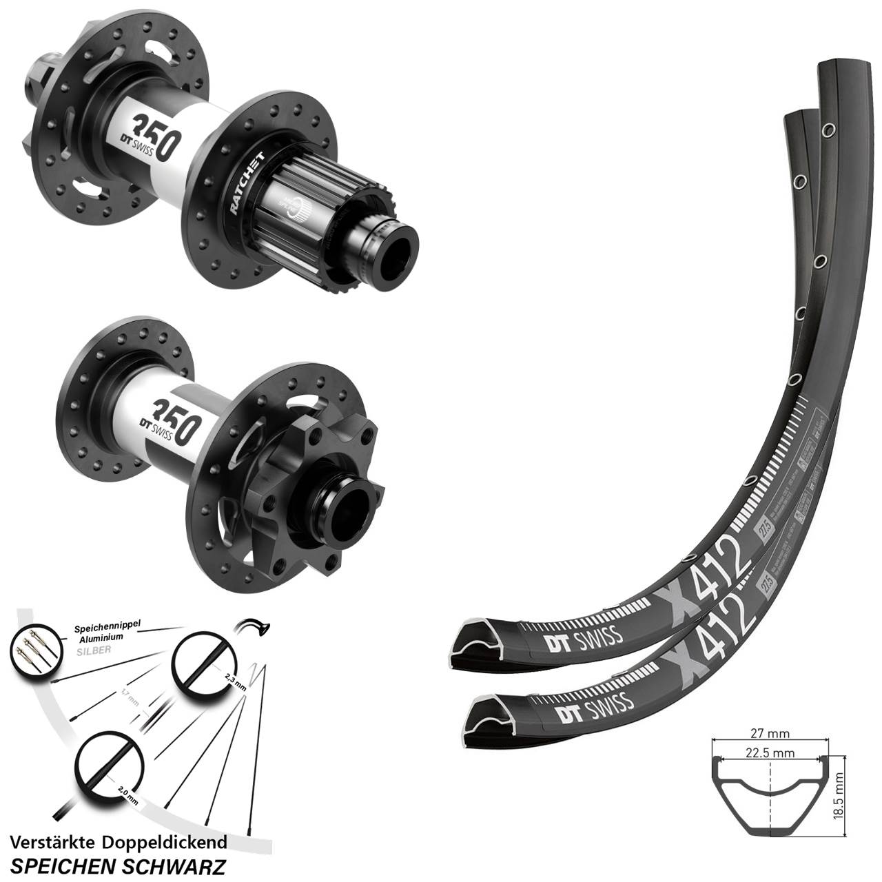 6-Loch Laufradsatz 28 Zoll DT Swiss X412 350 Micro Spline 15x110 12x148