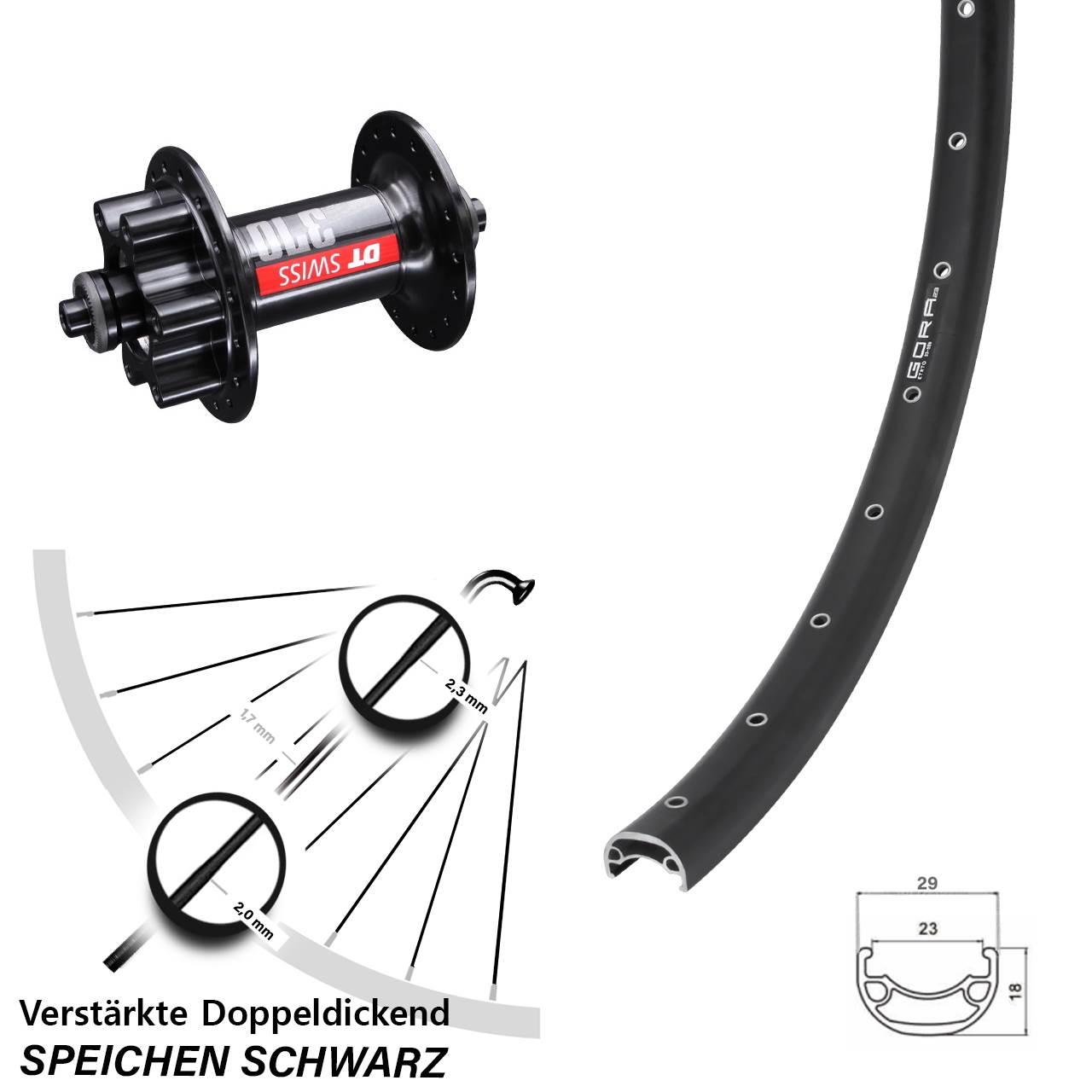6-Loch Vorderrad QR 28 Zoll Gora 23 DT Swiss 370
