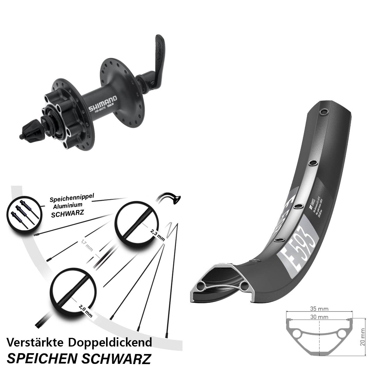 29 Zoll DT Swiss E593 Shimano Alivio Disc Laufrad QR