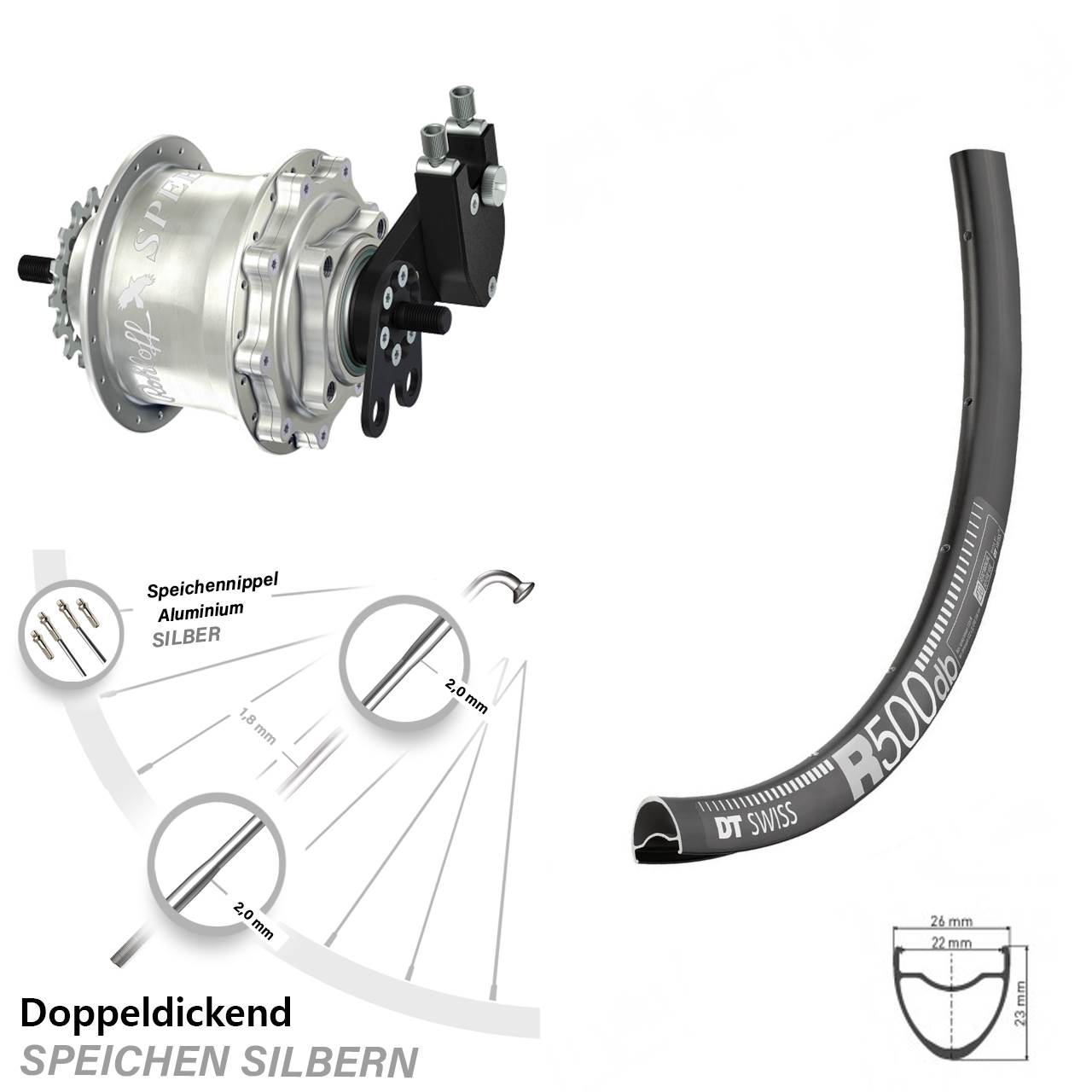 28-29 Zoll DT Swiss R 500 Rohloff 500/14 TS DB Tandem